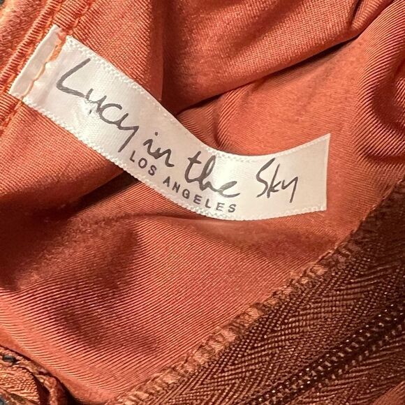 NWOT Lucy in the Sky Deep Coral Halter Satin Dress Sz L - Picture 6 of 6